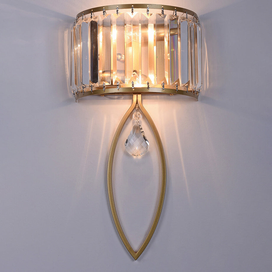 Crystal Half Column Oval 2-Light Wall Lamp