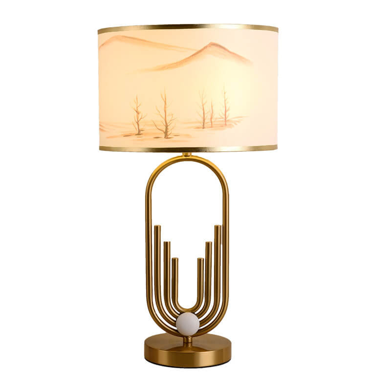 Fabric Metal Ring Table Lamp