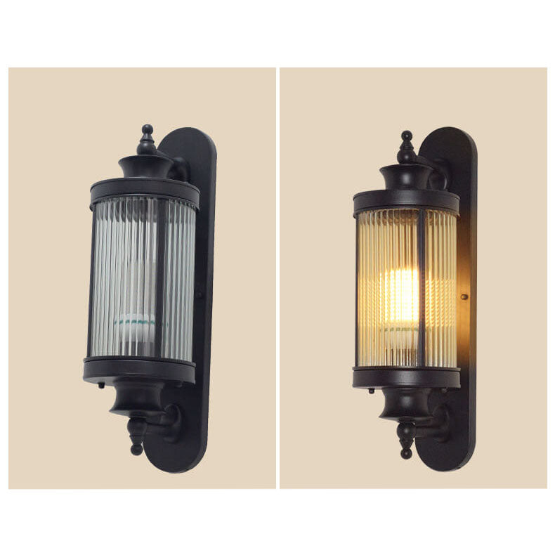 Cylindrical Glass Iron Outdoor Light