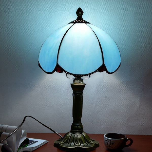 Blue Glass Petal Design Table Lamp