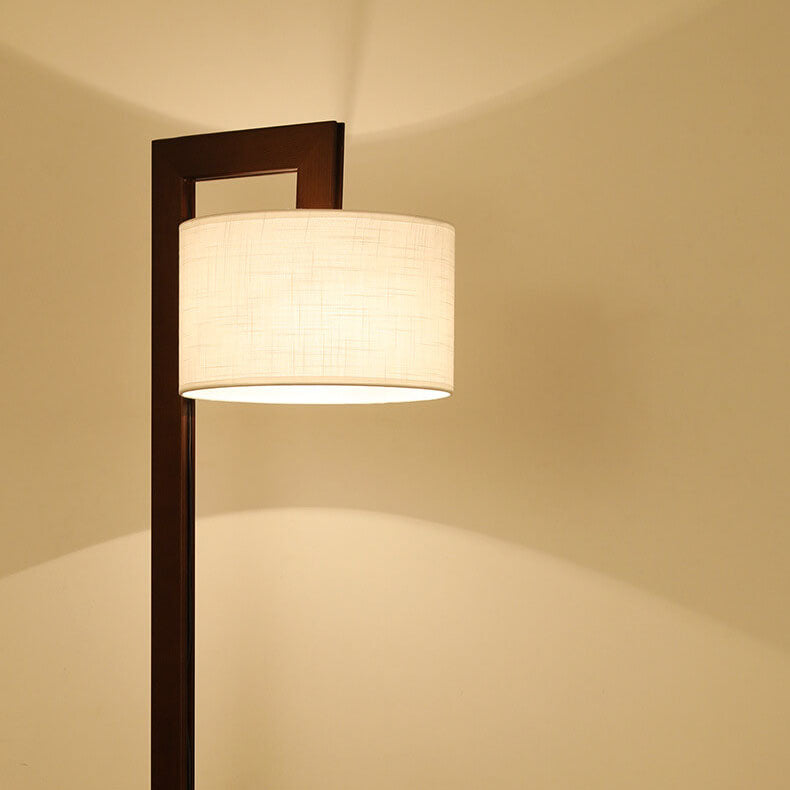 Walnut Fabric Drum Floor Lamp