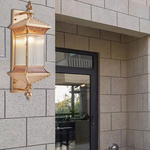 Brass Finish Frame Glass Outdoor Light