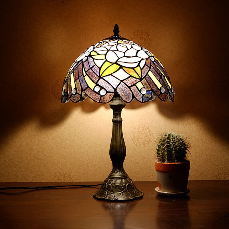 Peony Pattern Stained Glass Table Lamp
