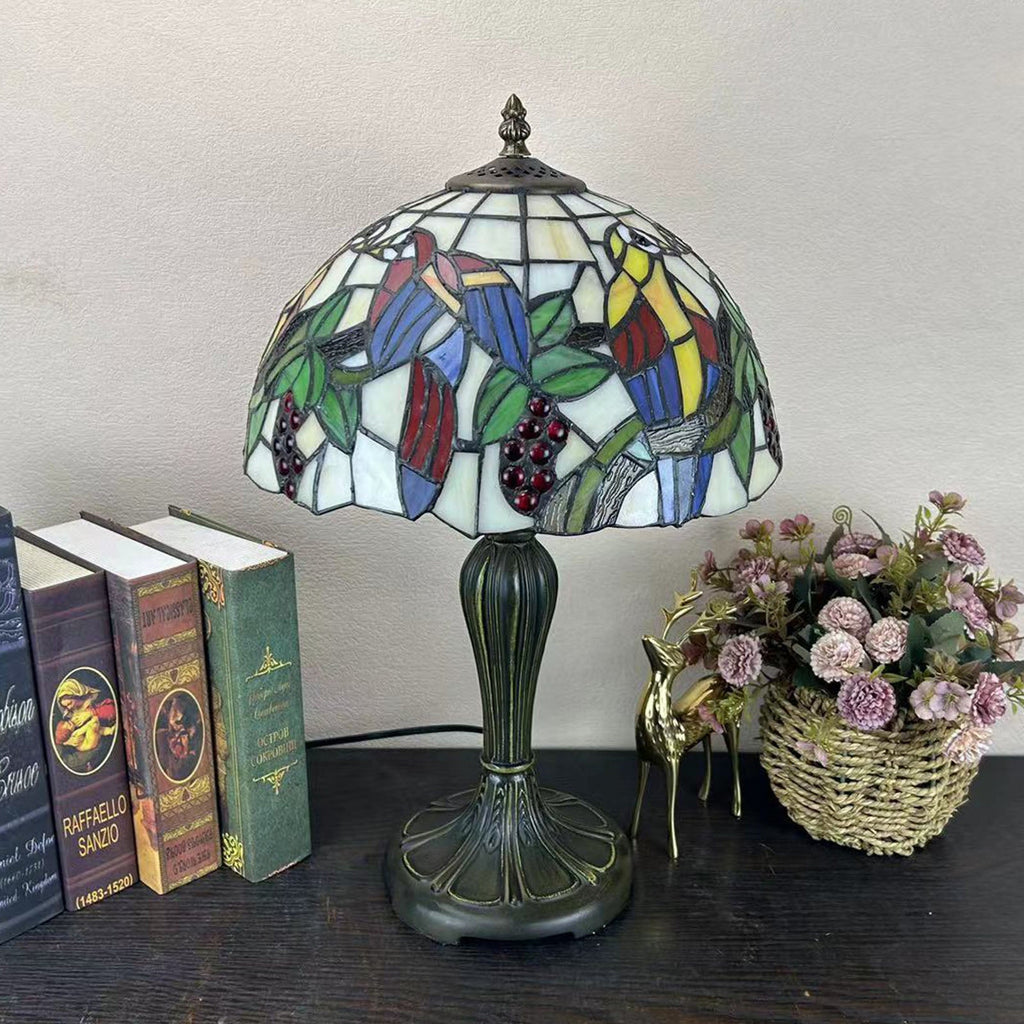 Metal Glass Dome Grape Table Lamp
