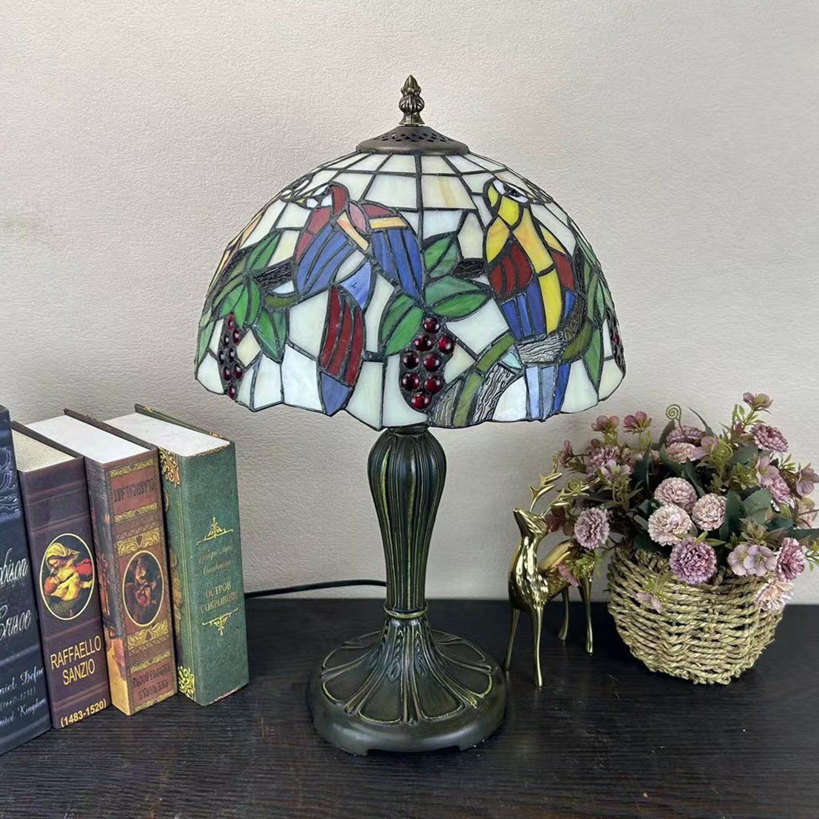 Metal Glass Dome Grape Table Lamp