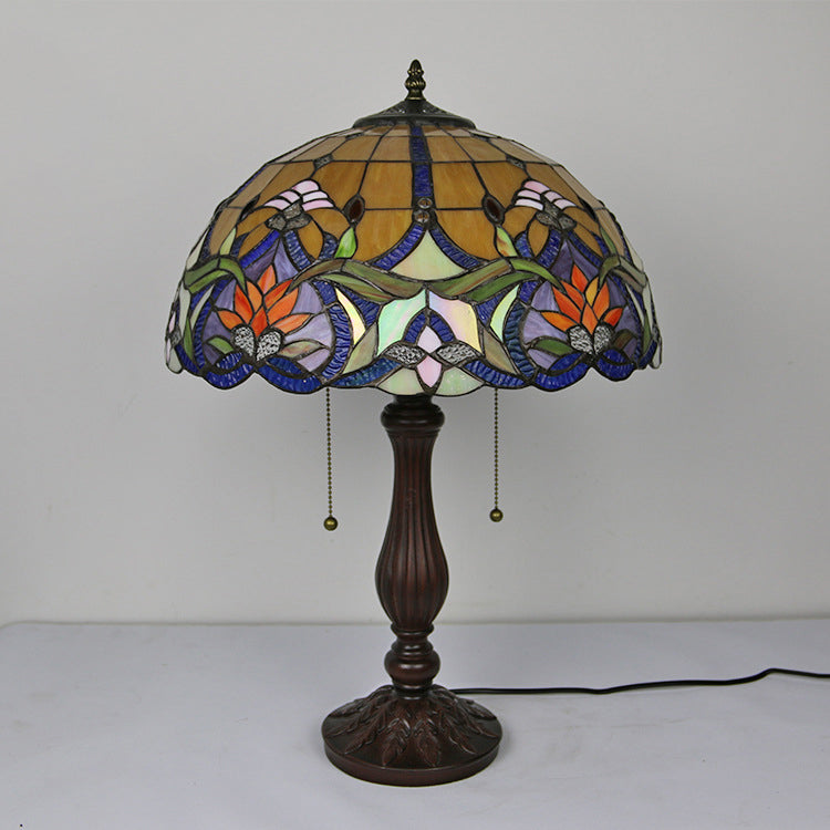 Stained Glass Peacock Sunflower 2-Light Table Lamp