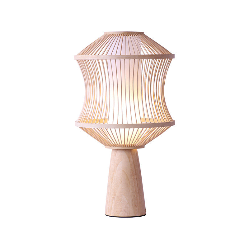 Bamboo Weaving Geometric Cage Table Lamp