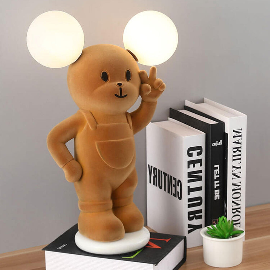 Cartoon Bear Khaki Resin Table Lamp