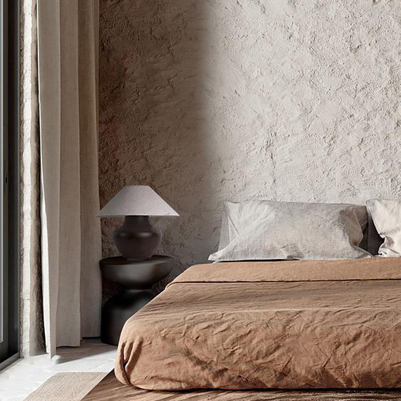 Round Jar Ceramic Fabric Table Lamp