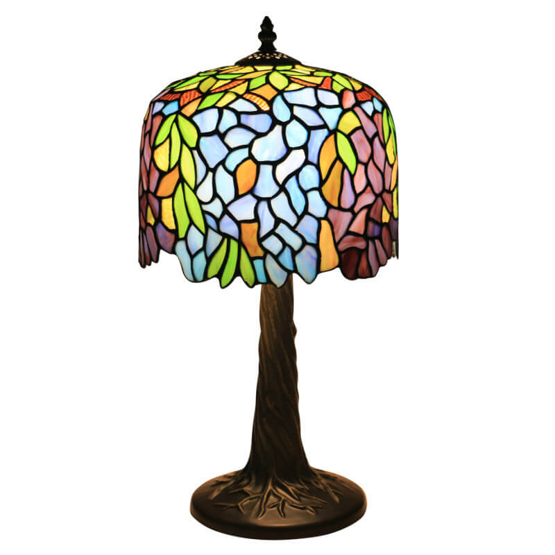 Colored Flower Glass Cylinder Table Lamp