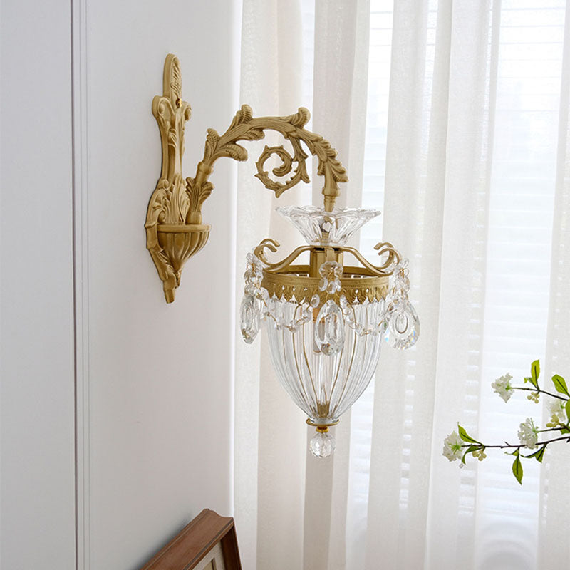 Court Lantern Brass Crystal Wall Lamp