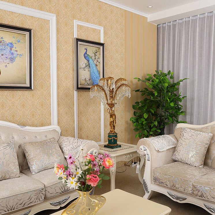 Brass Crystal Tree Angel 6-Light Table Lamp