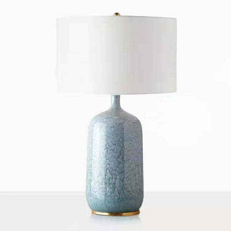 Cylindrical Ceramic Fabric Table Lamp