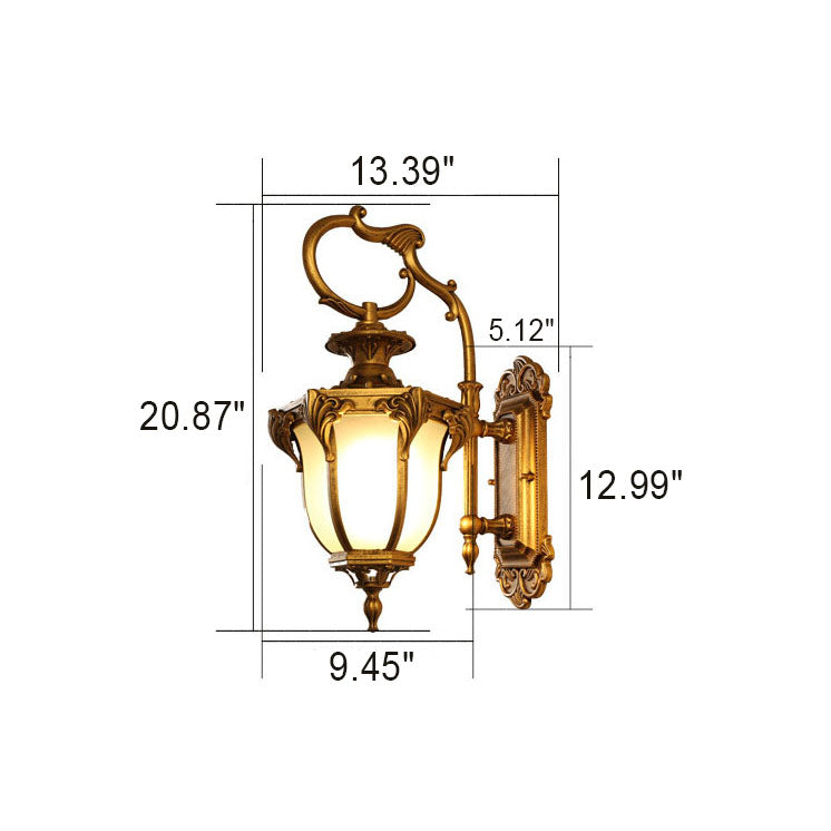 Aluminum Glass Carved Lantern Outdoor Light
