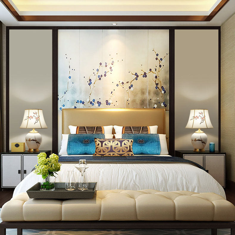 Plum Flower Embroidered Fabric Table Lamp