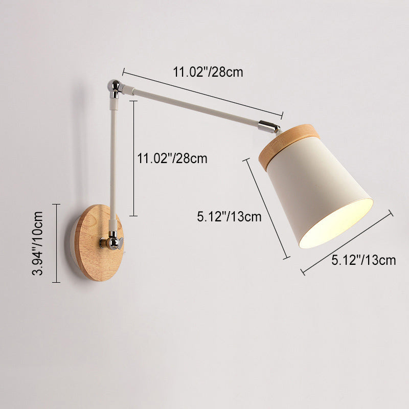 Solid Wood Iron Cylinder Wall Lamp
