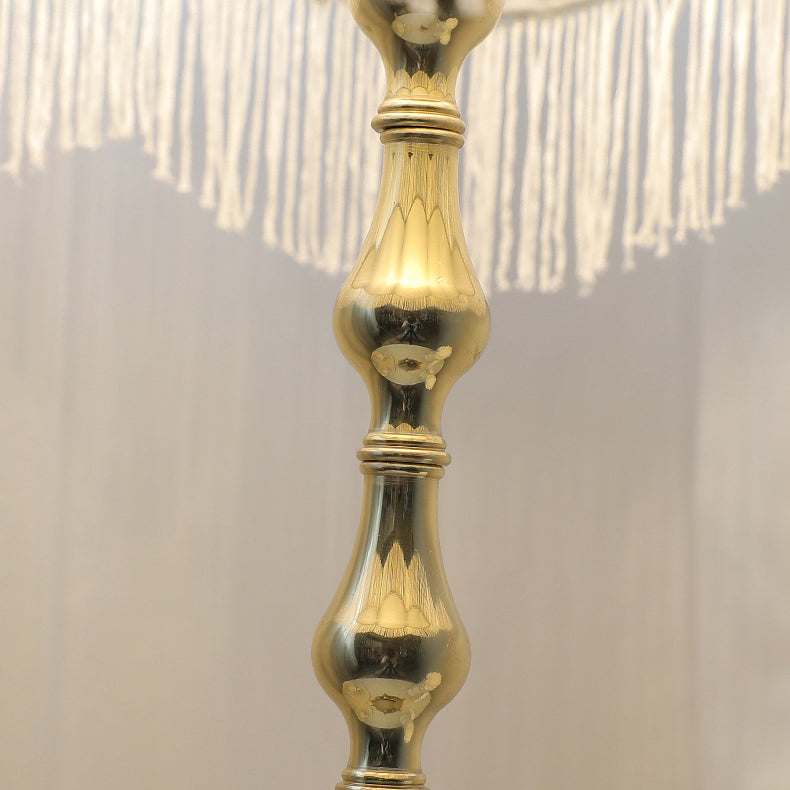 Round Copper Fabric Cylinder Table Lamp