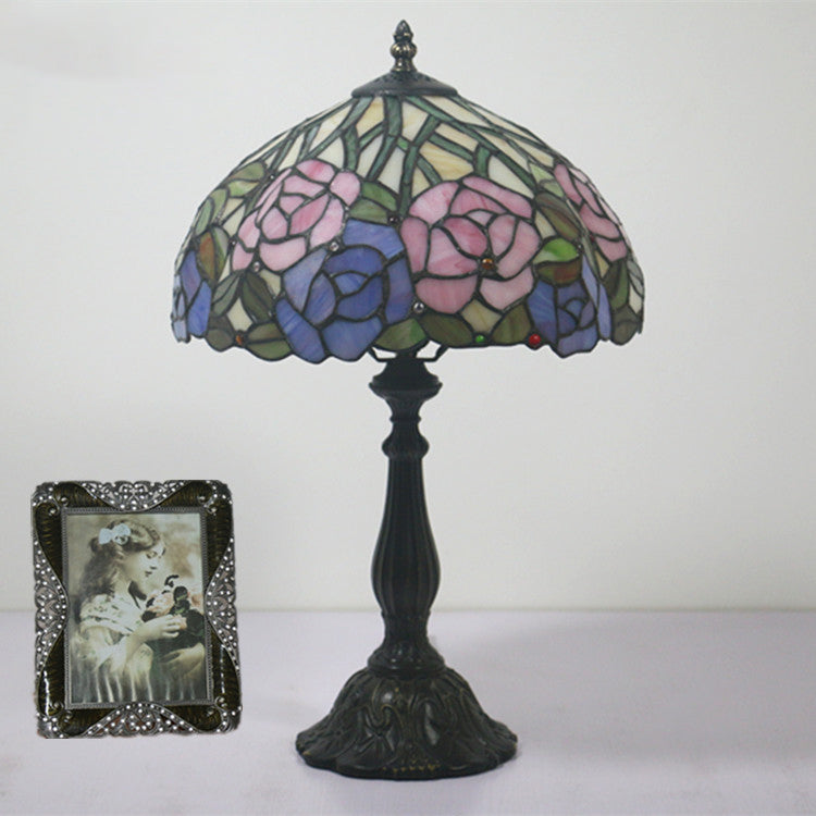 Rose Flower Stained Glass Table Lamp