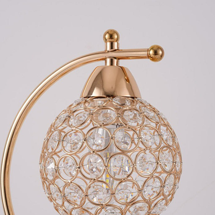 Crystal Iron Round Bedroom Table Lamp