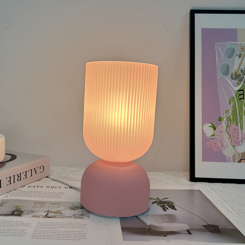 Cylinder Funnel Glass Bedroom Table Lamp