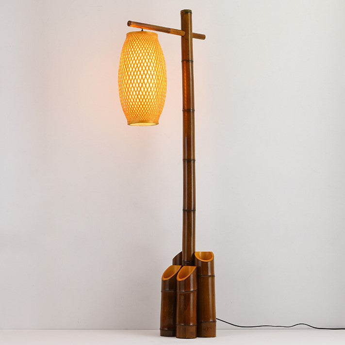 Traditional Chinese Bamboo Tube Floor Lamp