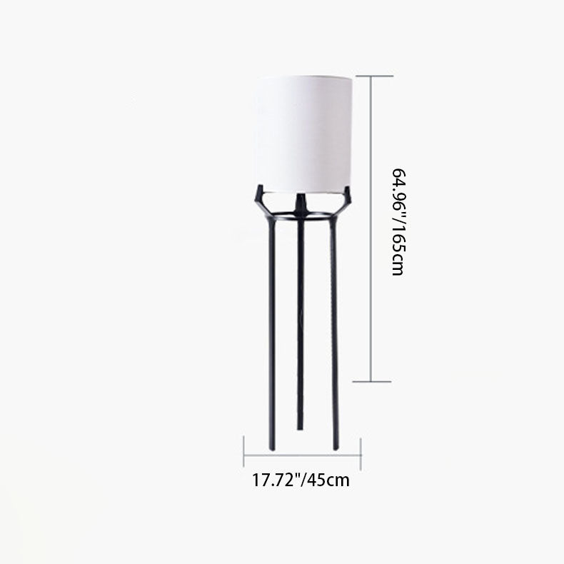 Fabric Round Iron Tripod Floor Lamp