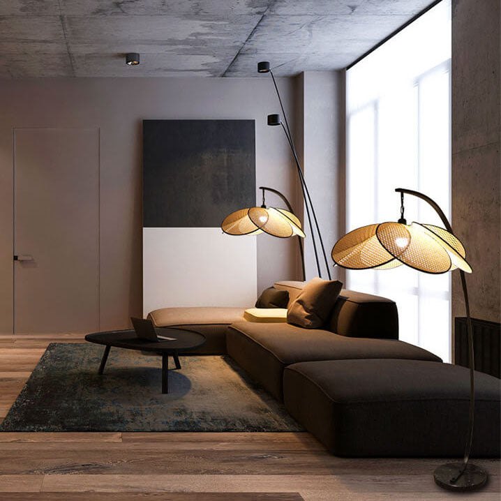 Rattan Flower Shape Living Floor Lamp