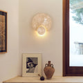 Round Yellow Travertine Bedroom Wall Lamp