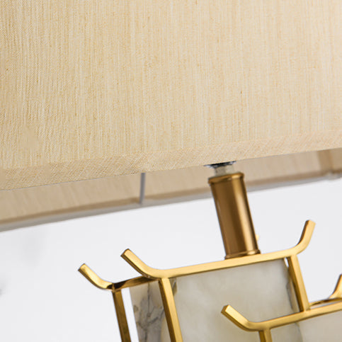 Fabric Square Marble Home Table Lamp