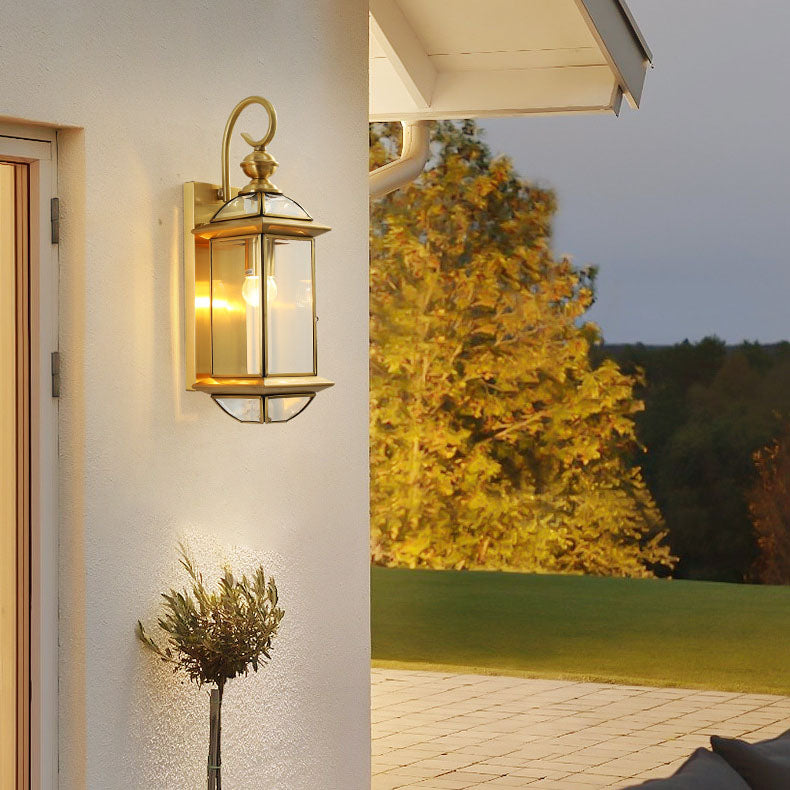 Copper Glass Square Lantern Outdoor Light