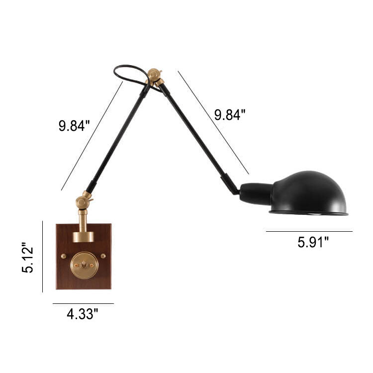 Walnut Iron Rotating Wall Lamp