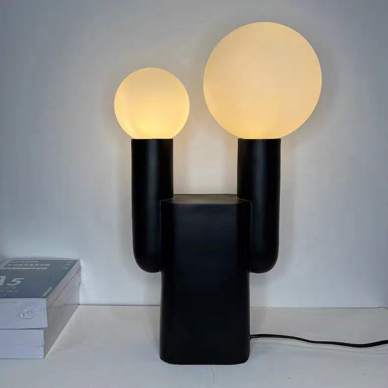 Resin Glass Ball Cylinder 2-Light Table Lamp