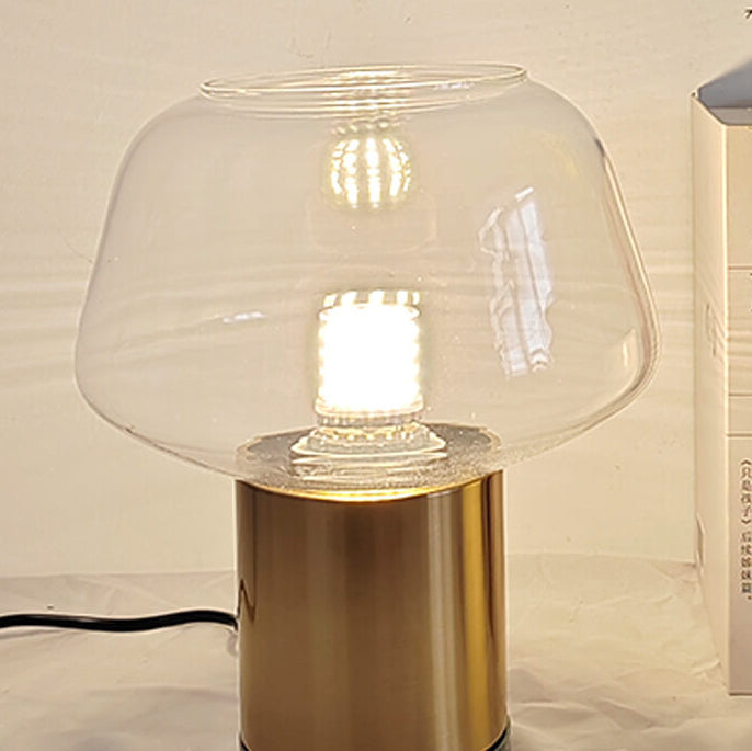 Cylindrical Marble Iron Glass Table Lamp