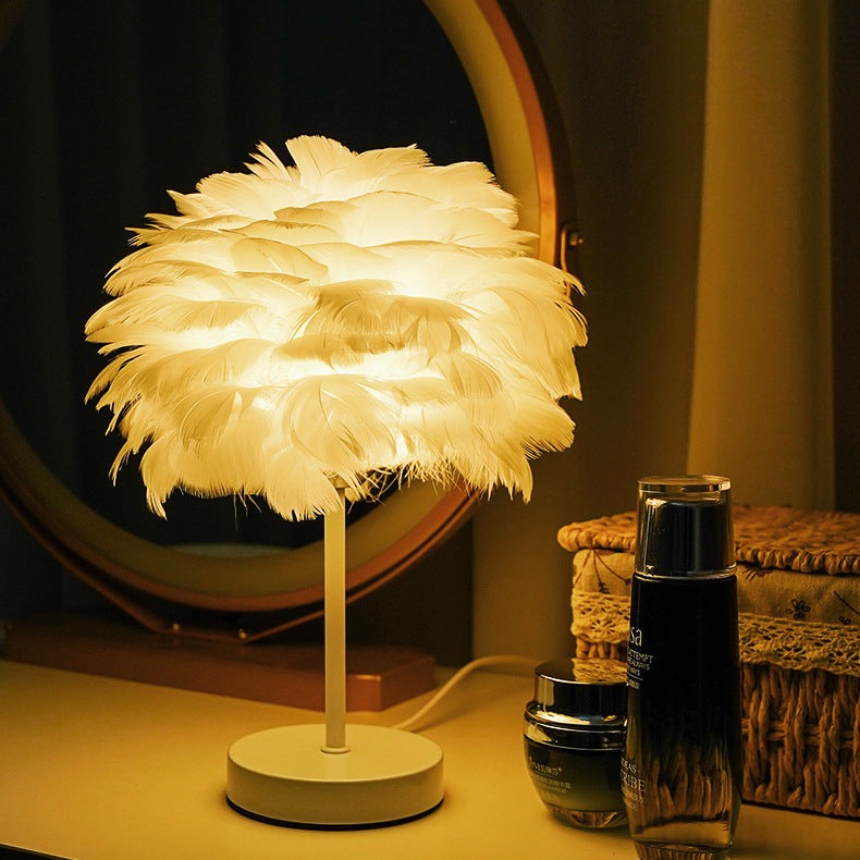 Iron Feather Bedroom Table Lamp