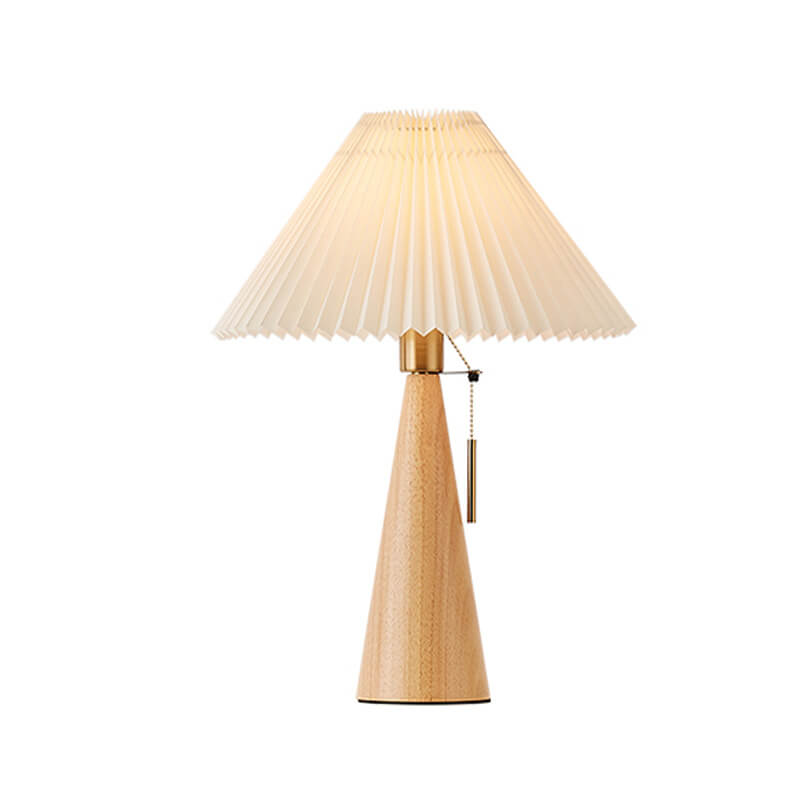 Pleated Wooden Fabric Table Lamp