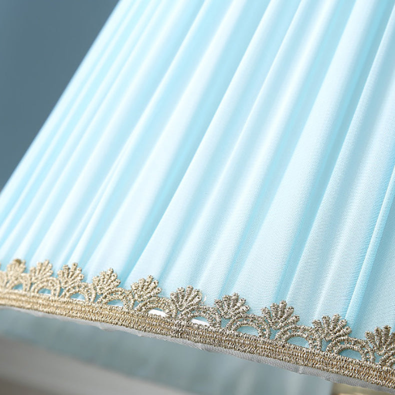 Pleated Fabric Ceramic Column Table Lamp