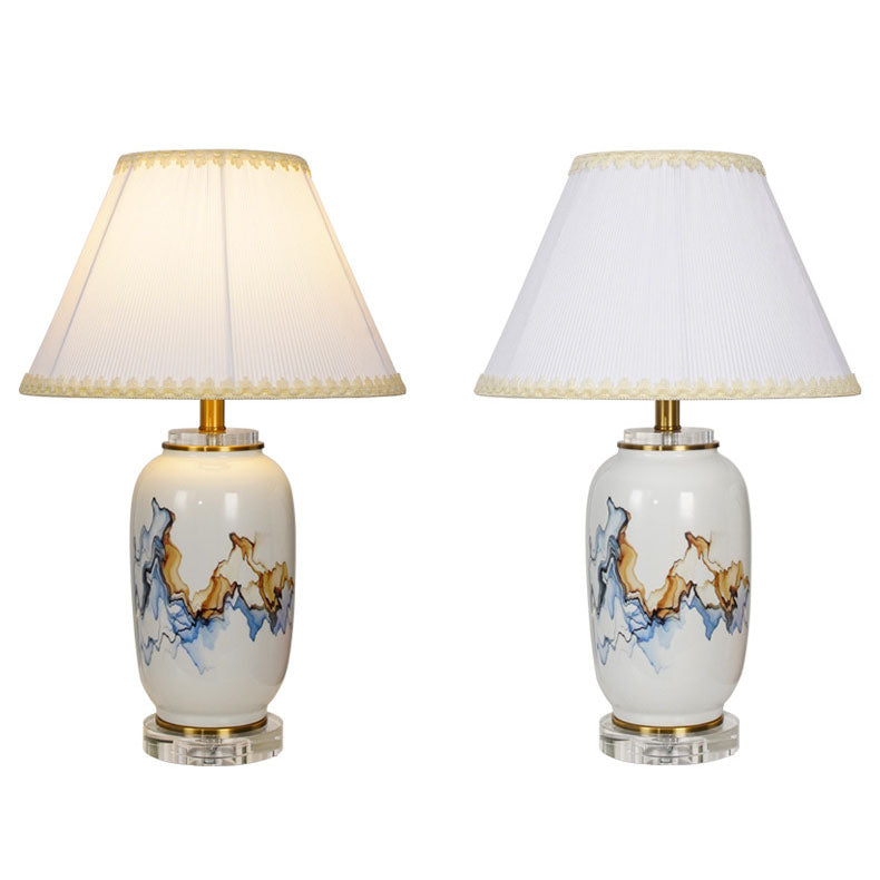 Ceramic Oval Jar Fabric Table Lamp