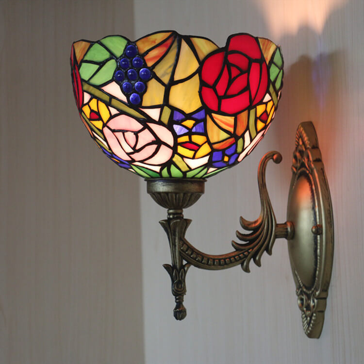 Grape Flower Bowl Stained Wall Lamp