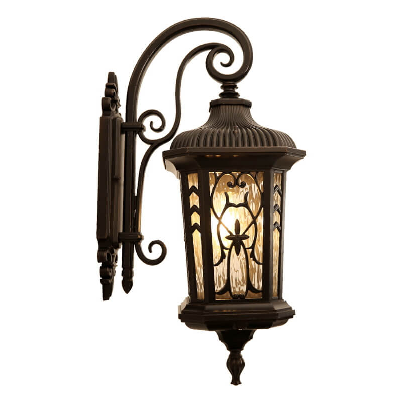 Carved Cage Aluminum Glass Outdoor Light