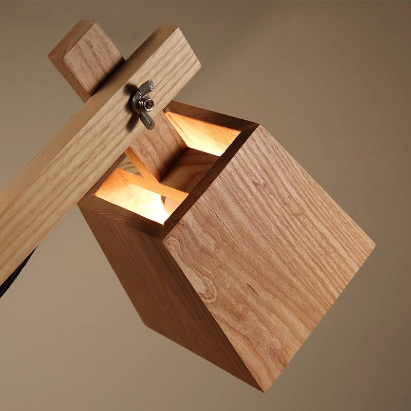 Solid Wood Cone Long Table Lamp