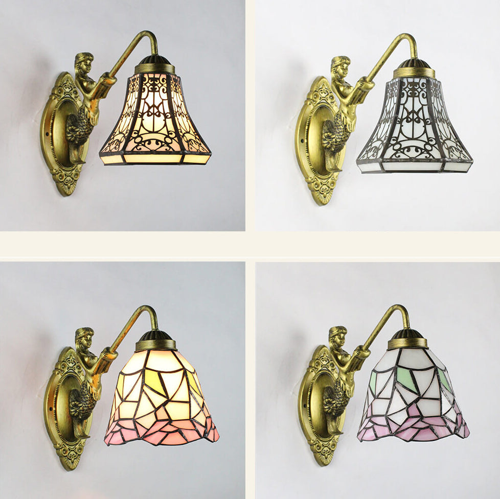 Mediterranean Conical Stained Glass Wall Lamp