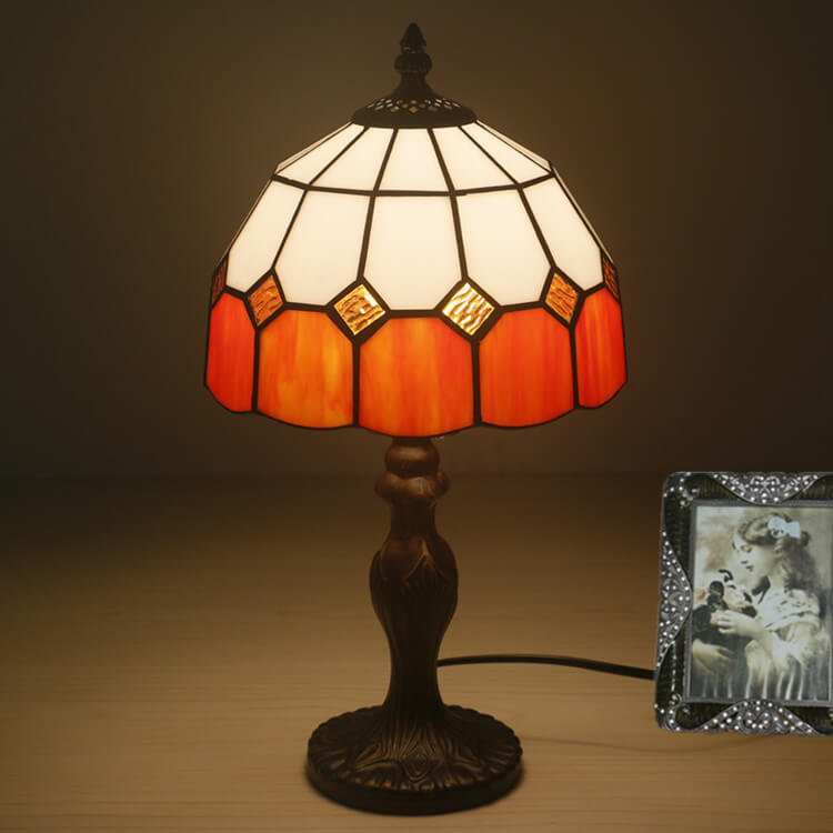 Gemstone Stained Glass Round Table Lamp