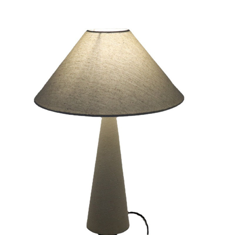 Linen Fabric Cone Column Table Lamp