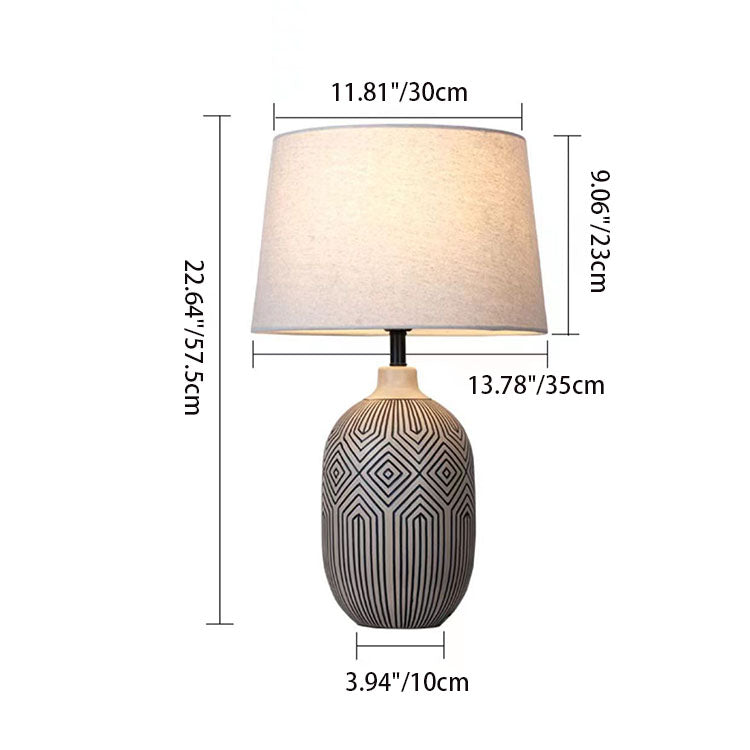 Striped Vase Ceramic Fabric Table Lamp