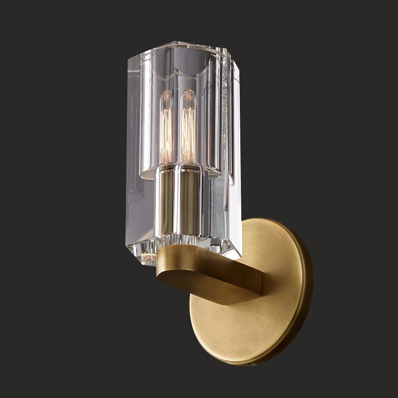 Crystal Cylindrical Brass Wall Lamp