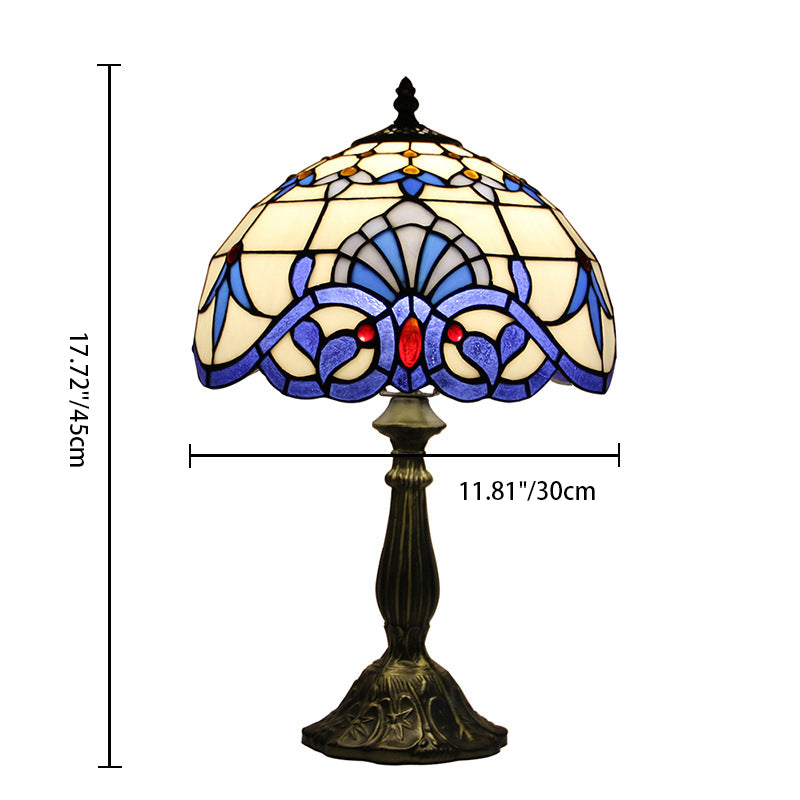 Stained Glass Dome Lotus Table Lamp