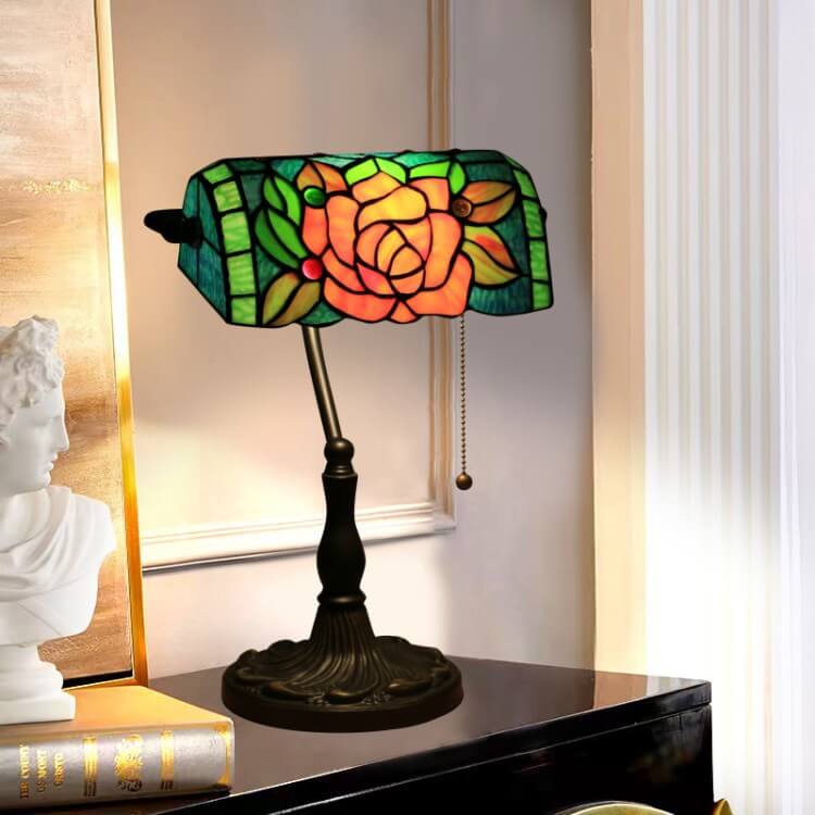 Blooming Flowers Stained Glass Table Lamp