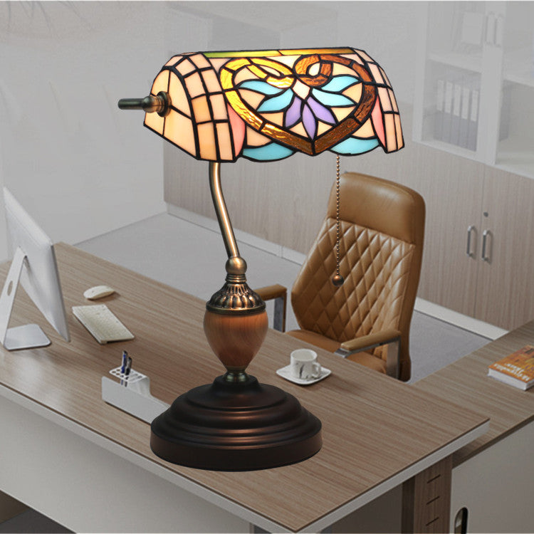 Mediterranean Heart Stained Glass Table Lamp