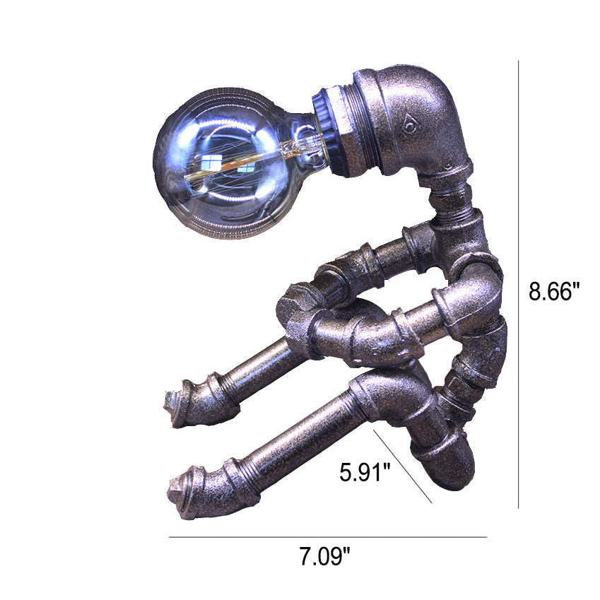 Iron Plumbing Sitting Robot Table Lamp