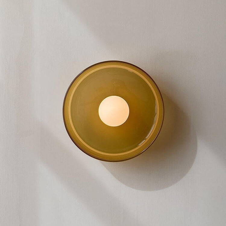 Round Plate Iron Glass Wall Lamp